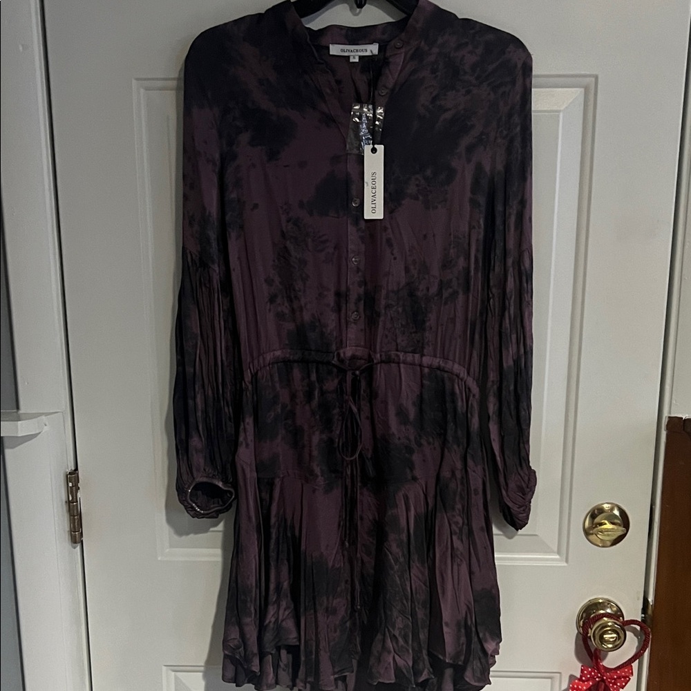 Olivaceous Women's Black and Purple Long Sleeve Dress
